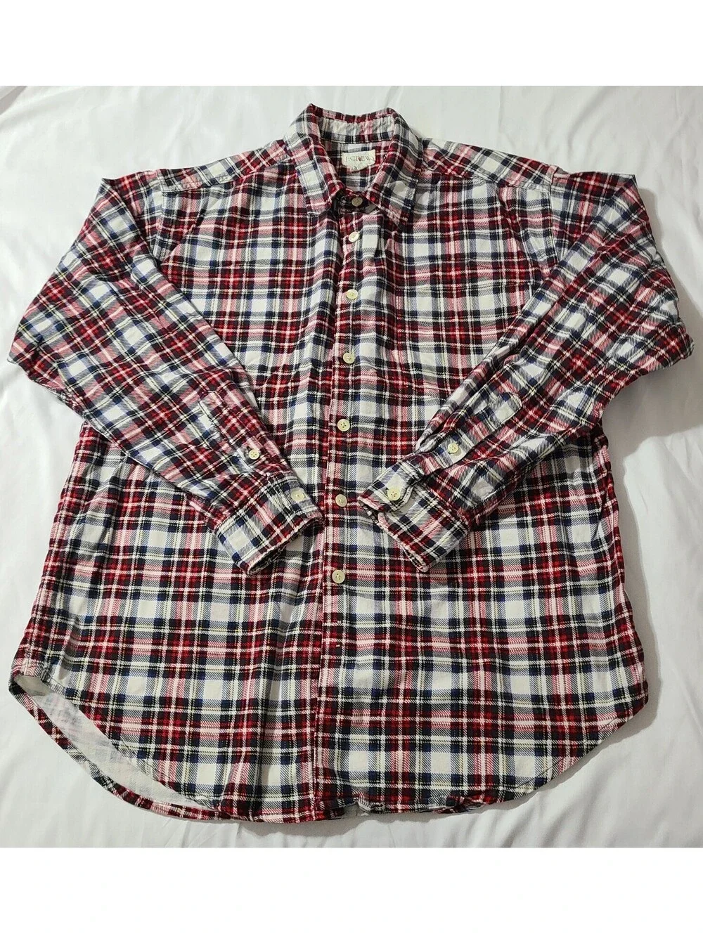 Vtg J Crew Oarsman Flannel Shirt Mens Size Large Plaid Fall Outdoors Lumberjack